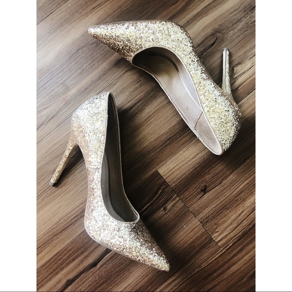 Steve Madden Gold Sequin Heels - Picture 1 of 5